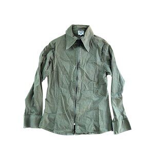 Royal Highness Equestrian Youth‎ Shirt Size XL Zip Horses Olive Green Collared